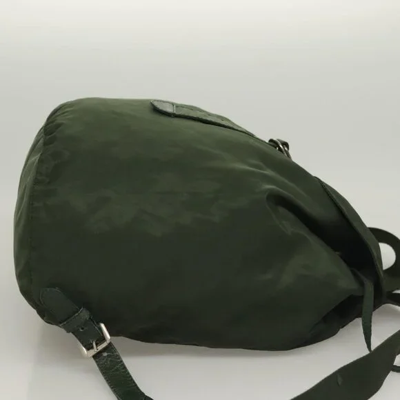 PRADA Backpack Nylon Khaki Silver Auth